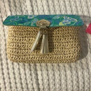 Lily Pulitzer crossbody straw bag with chain stap nine by five brand new tassels